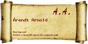 Árendt Arnold névjegykártya